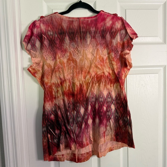 Apt. 9 Lime Green and Red Abstract Y2K Blouses Size L and Medium - Picture 7 of 10